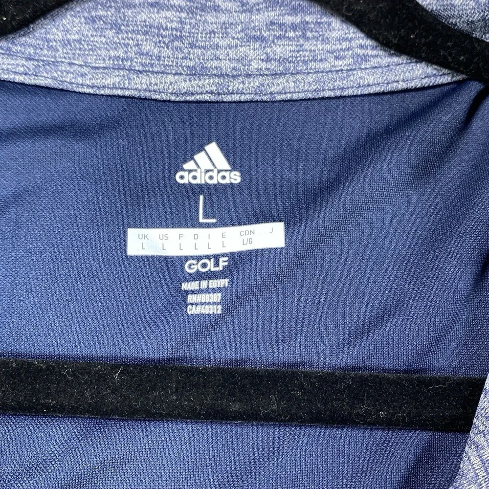 Adidas Golf Polo Shirt Mens Large Gray Long Sleeve Performance Three Stripes Gym